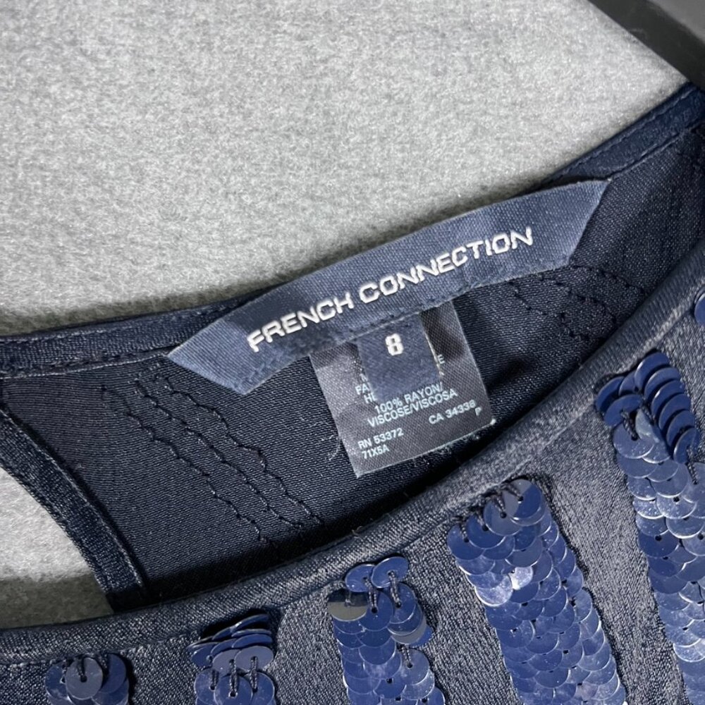 French Connection Radiant Navy Blue sequin dress - Picture 2 of 8